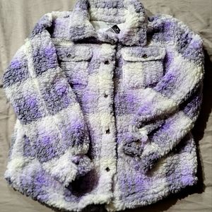 New Rue 21 Purple Plaid Sherpa Shacket